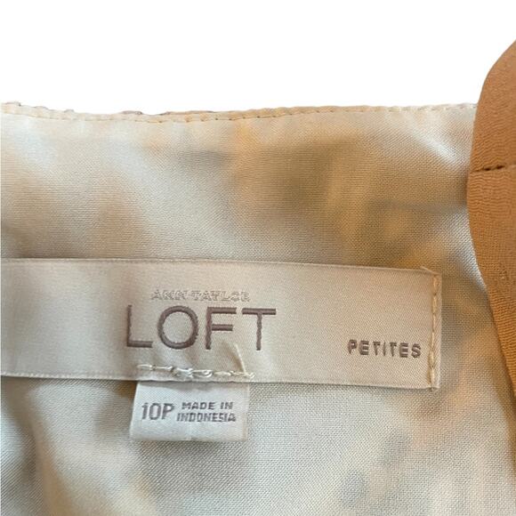 Ann Taylor Loft Midi Dress 10 Petite Casual Aztec Geometric Sleeveless Black Tan - Picture 11 of 11